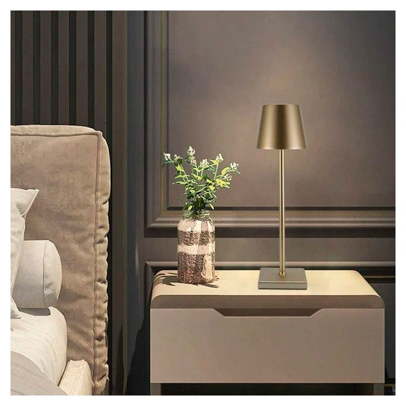 Lampara de Mesa LED táctil, inalámbrica y recargable Dorado-2