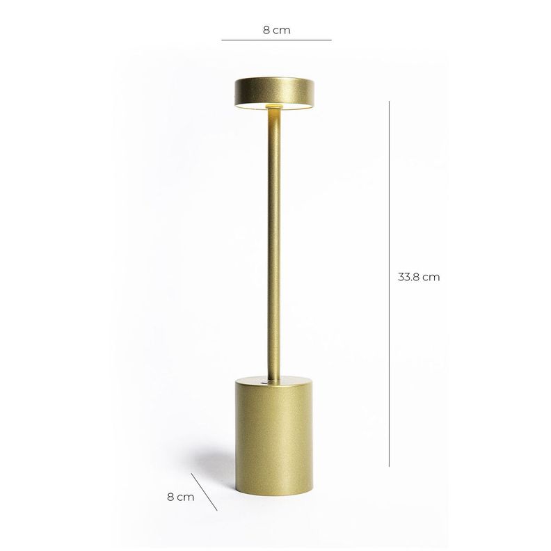 Lampara de Mesa Recargable/ Touch "Minimalista LED" Dimeable Dorado-4