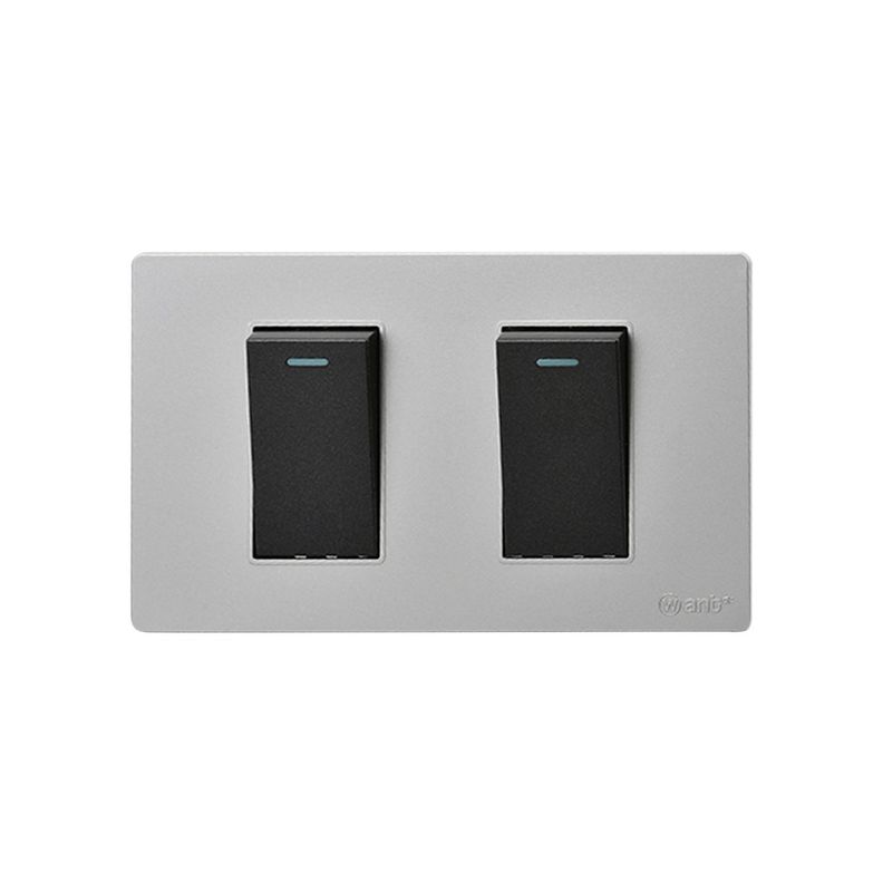 Pack 5 Interruptores Doble Metálico 9/12 16A - Gris/ Negro-3