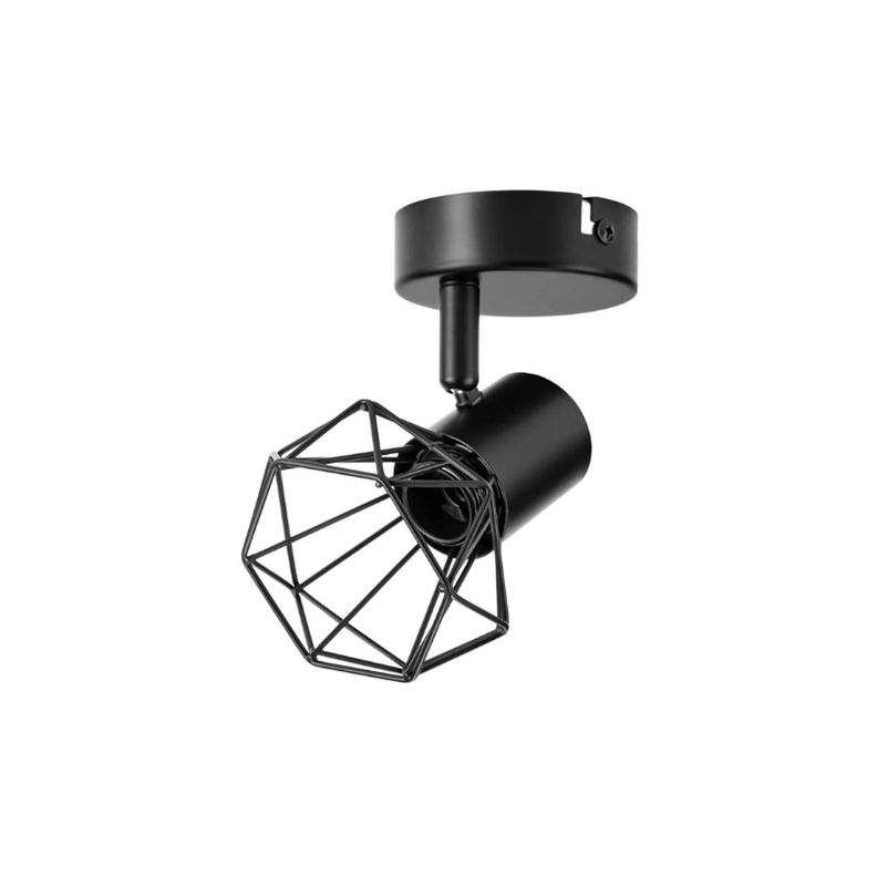 Apliqué de Techo Sobrepuesto Rejilla Geométrica E-14 Negro Ampolleta Cálida-1