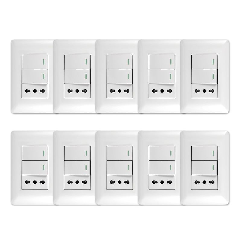 Pack 10 Tomacorriente 10/16A 250V + Interruptor 9/12 10A-0