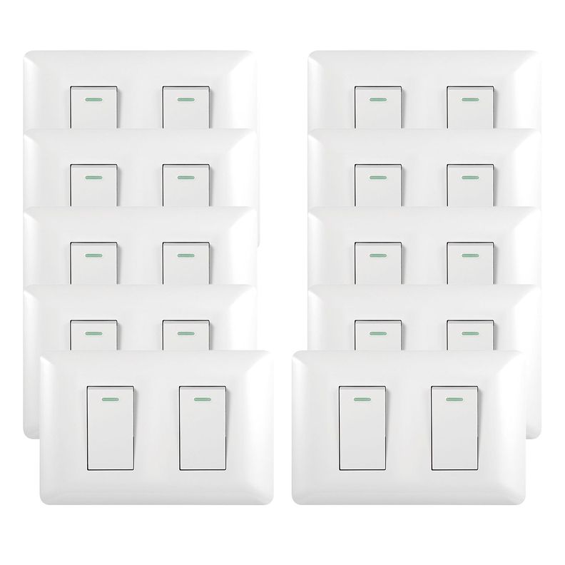 Pack 10 Interruptor Doble 9/24 10A 250V Blanco-0
