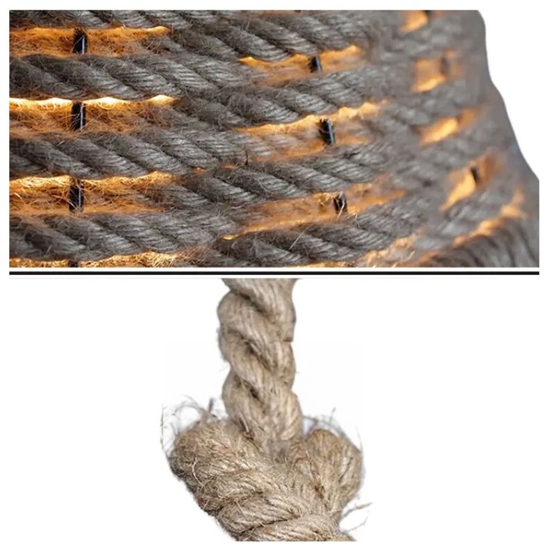 Lámpara Colgante E-27 Diseño Campana Cáñamo Incluye Ampolleta Fría-3