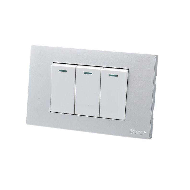 Pack 10 Interruptores Triple Metálico 9/12 16A - Gris/ Blanco-1