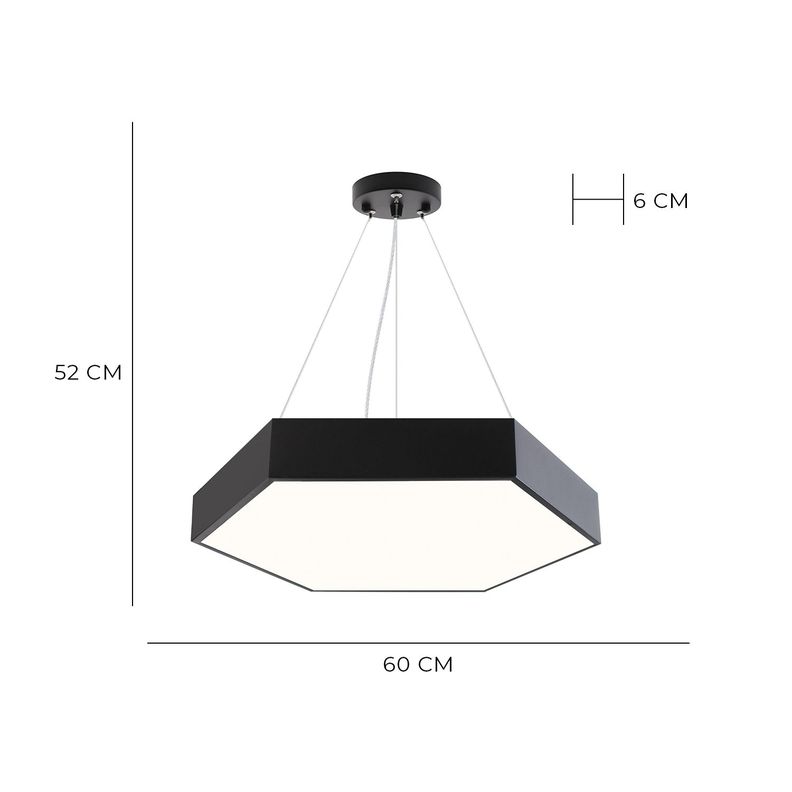 Lámpara LED Hexágono Negro 50W/60cms Luz Fría-1
