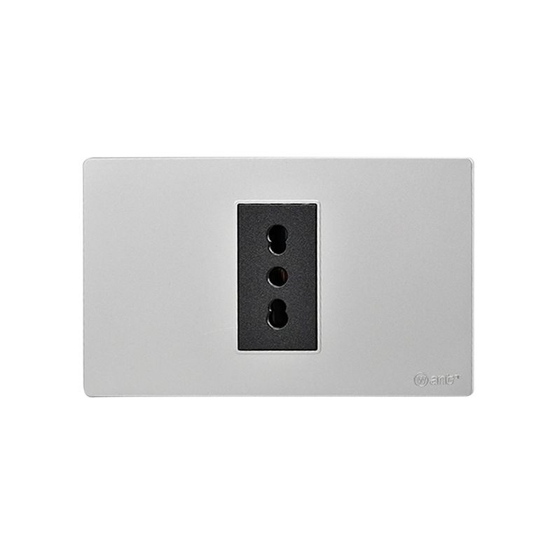 Pack 10 Tomacorriente Simple Metálico 16A - Gris/ Negro-3