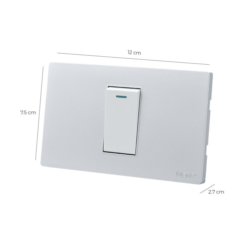 Pack 5 Interruptores Simple Metálico 9/12 16A - Gris/ Blanco-2