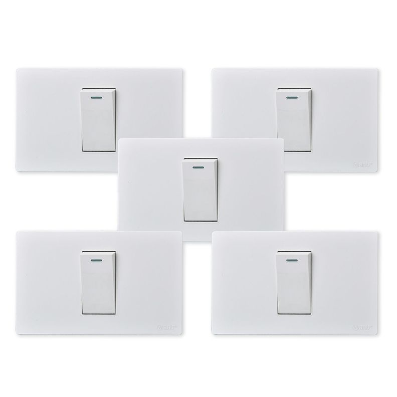 Pack 5 Interruptores Simple Metálico 9/12 16A - Blanco-0