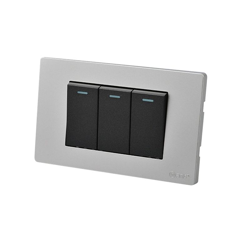 Pack 10 Interruptores Triple Metálico 9/12 16A - Gris/ Negro-1