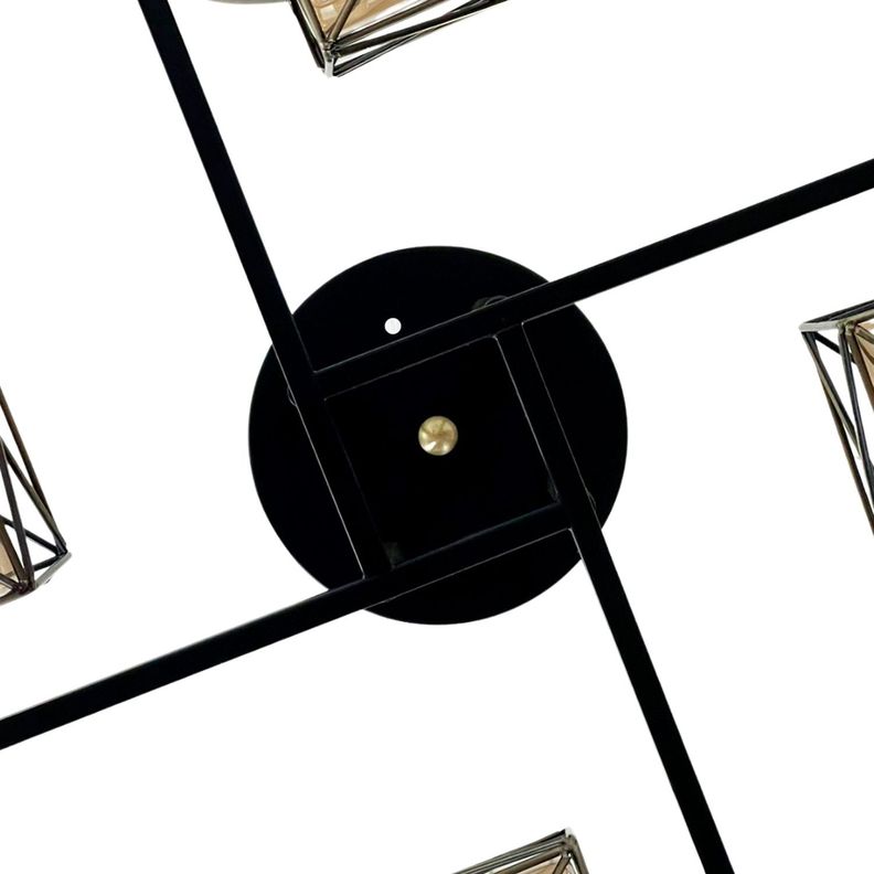 Lámpara de Techo Geométrica Pantalla Vidrio Porta 4xE-27 Incluye Ampolleta Cálida-3