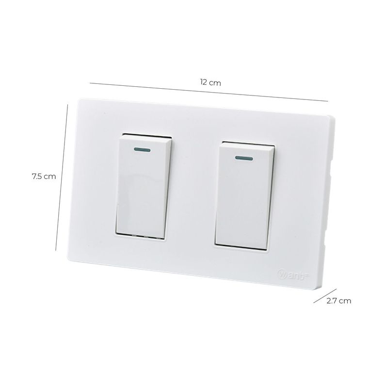 Pack 10 Interruptores Doble Metálico 9/12 16A - Blanco-3
