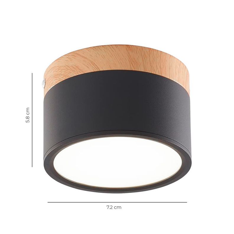 Panel LED Deco Sobrepuesto Madera 7W Negro - Frío-1