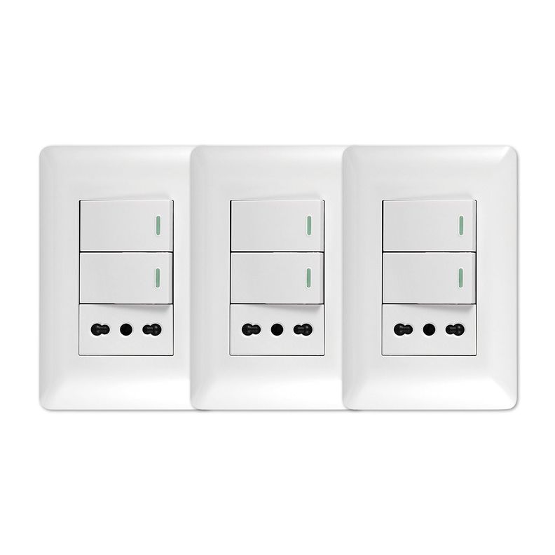 Pack 3 Tomacorriente 10/16A 250V + Interruptor 9/12 10A-0