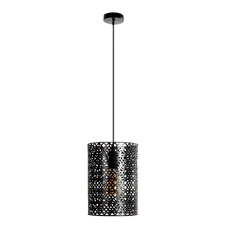 Lámpara Colgante Pantalla Aluminio Negro Porta E-27 Incluye Ampolleta Cálida-0