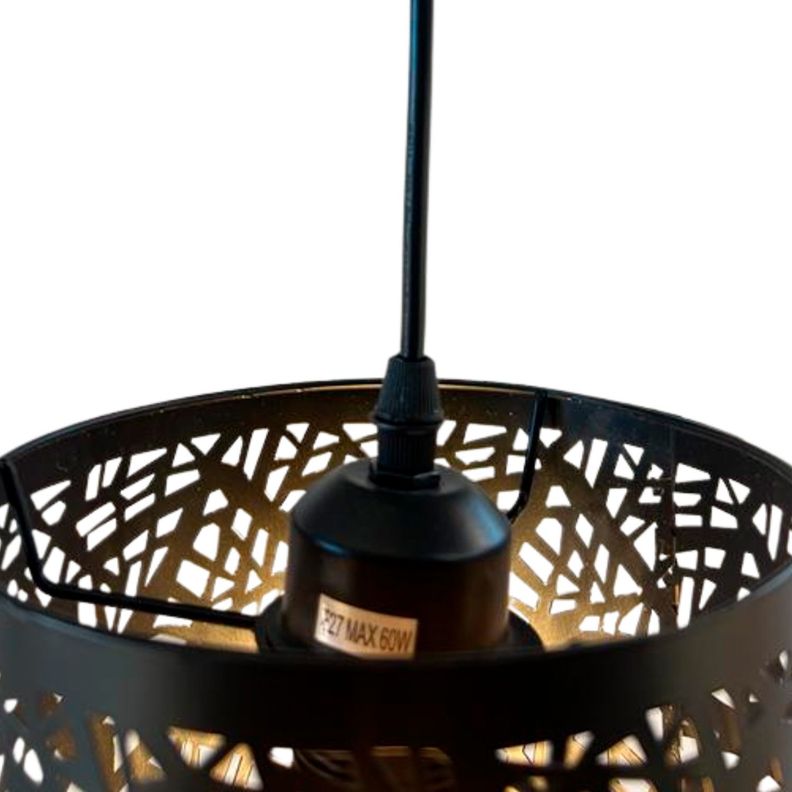 Lámpara Colgante Pantalla Aluminio Negro Porta E-27 Incluye Ampolleta Cálida-4