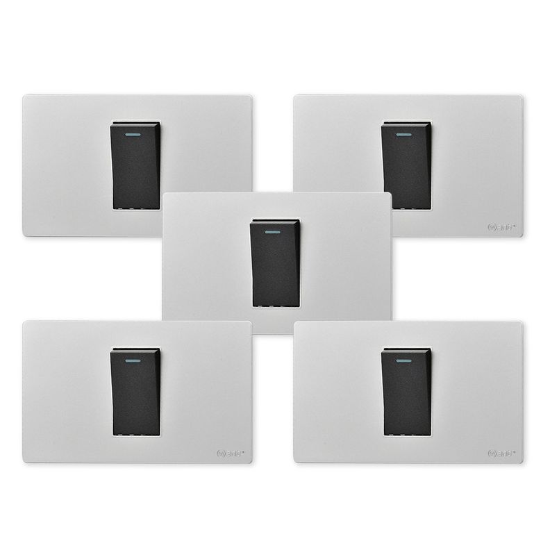 Pack 5 Interruptores Simple Metálico 9/12 16A - Gris/ Negro-0