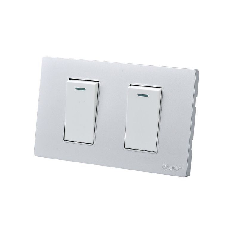 Pack 10 Interruptores Doble Metálico 9/12 16A - Gris/ Blanco-1