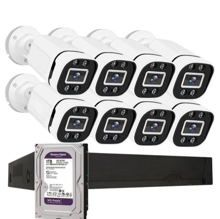 Kit Cctv Pro 8 Cámaras FHD Colorvu 2mp Micrófono  + Disco 1 Terabyte Audio-0
