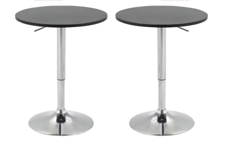 Pack 2 Mesas  Bar Regulable 60 CM mdf Color Negro-0