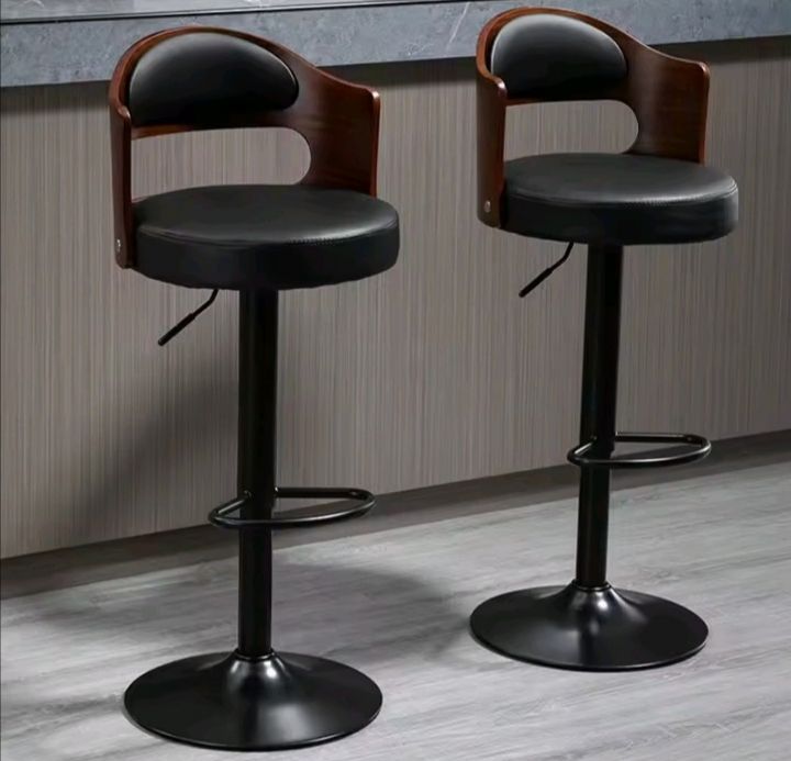 Pack 2 Sillas Bar  De Luxe Madera con Respaldo Boscco  Negro/Negro