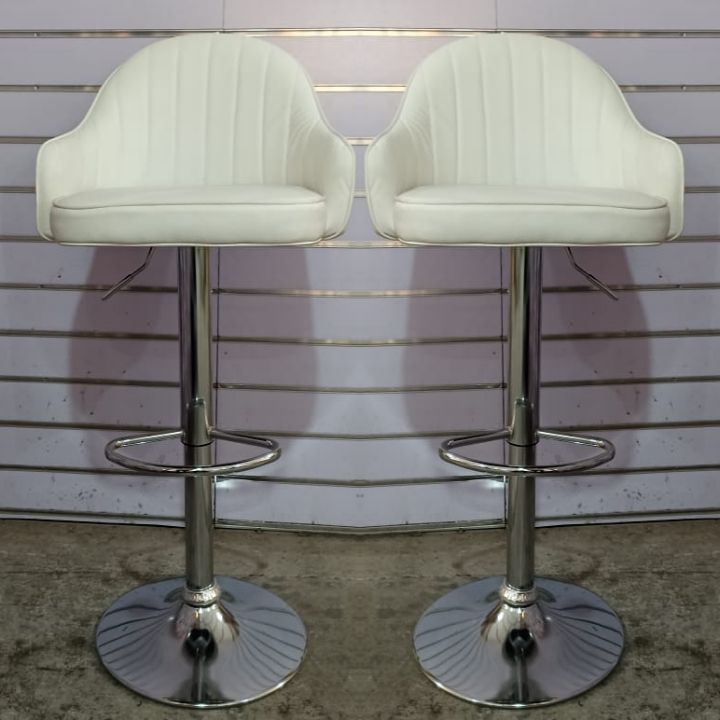 Pack  2 Sillas Bar  Nordic Ecocuero Color Blanco-1