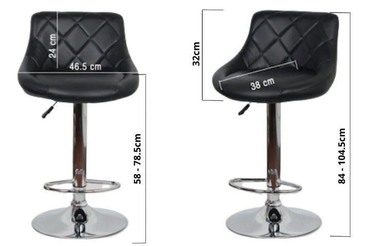 Pack 2 Sillas Bar Taburete Ecocueroa Elliot Negros-1