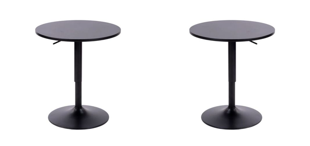 Pack 2 Mesas Bar Altura Regulable 60cm Color Negro/Negro