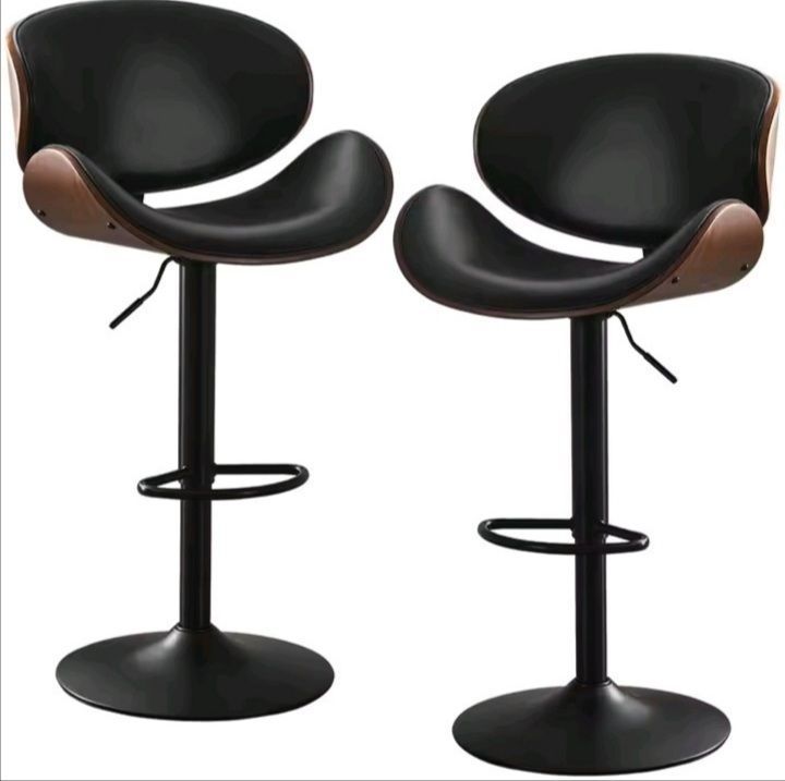 Pack 2 Sillas Bar Cisne Taburete Madera PU
