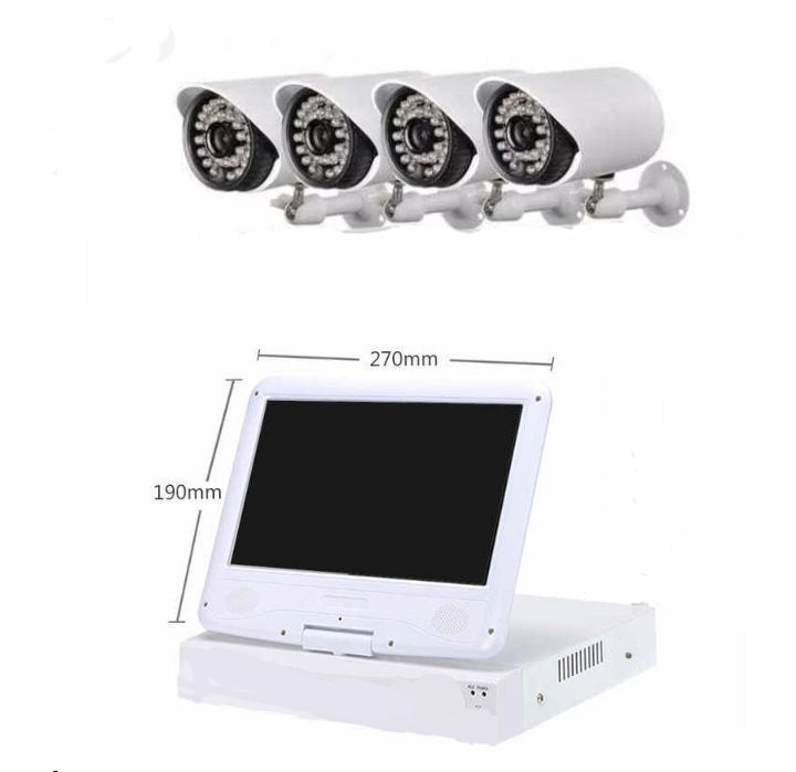 Kit Cctv 4 Cámaras c/ Pantalla LCD 10" +Disco Duro-1