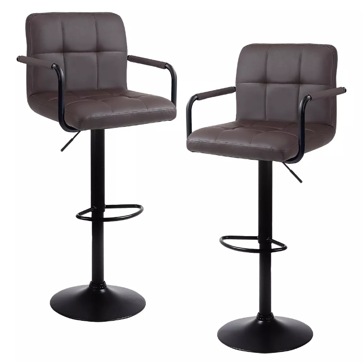 Pack Sillas Bar  Milan D Luxe Ecocuero con Apoyabrazo color Marrón -0