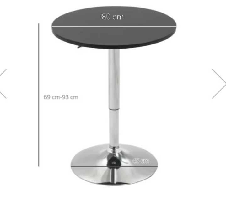 Mesa de Bar de Luxe Altura Regulable 80cm Diámetro Color Negro -1