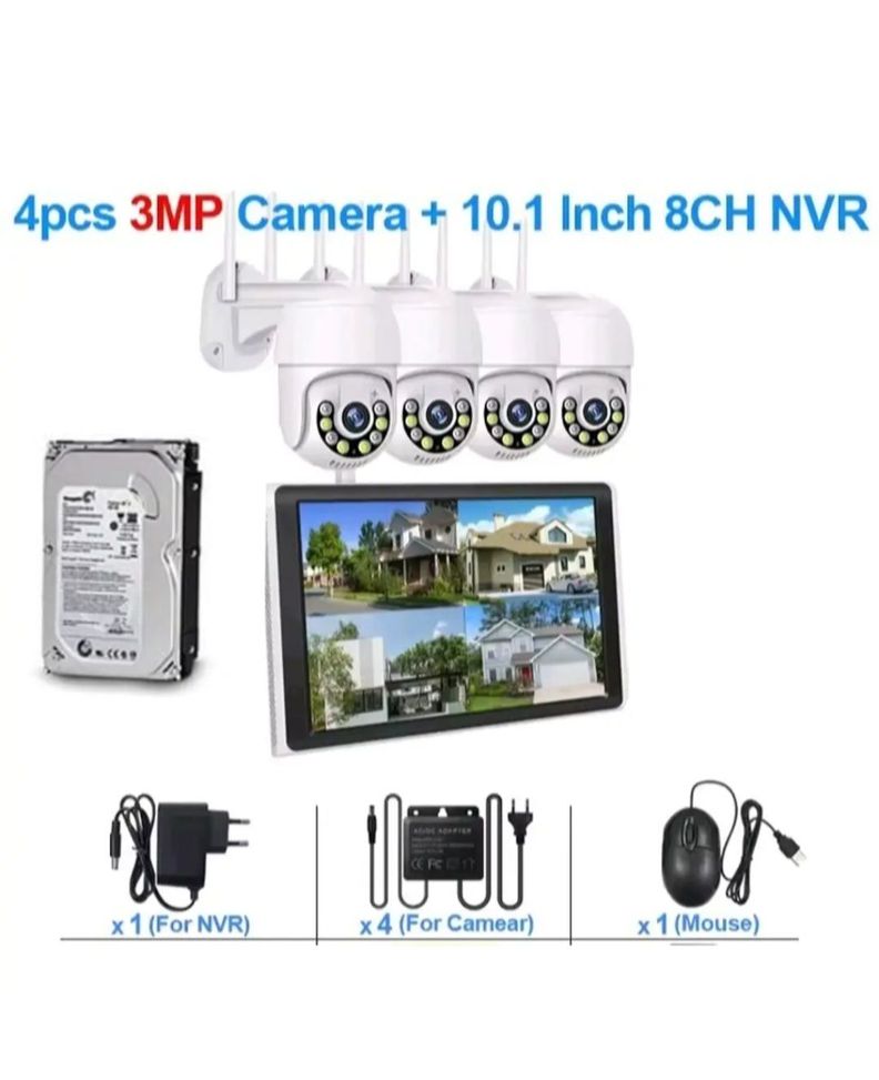Kit Cctv Pro 4 Camaras Audio Bi Fhd Con Pantalla Lcd + Disco 1 Tera Colorvu