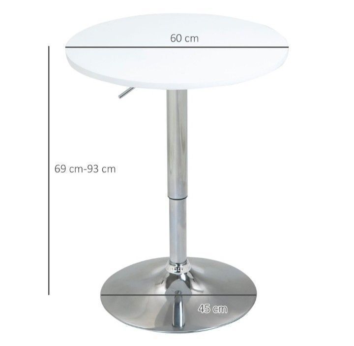 Pack 2 Mesas  Bar Regulable 60 CM mdf Color Blanco-1