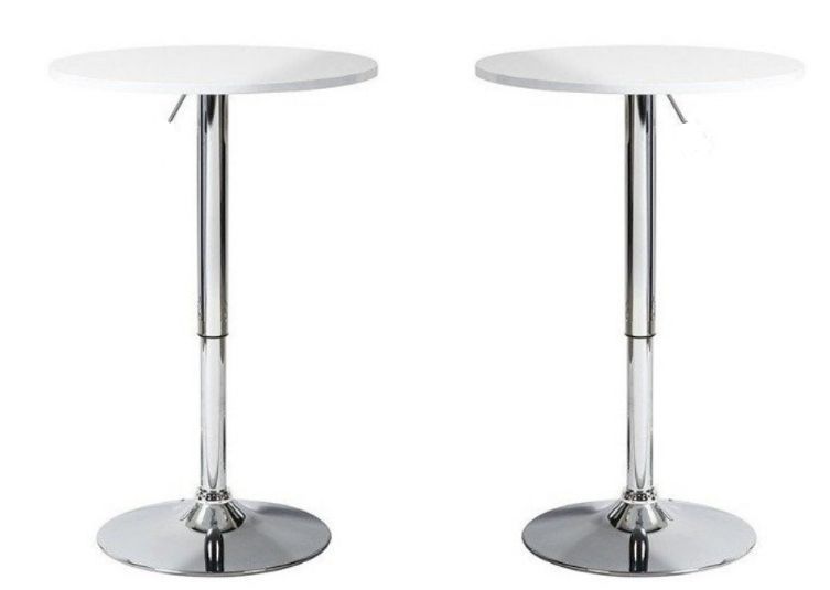 Pack 2 Mesas  Bar Regulable 60 CM mdf Color Blanco-0