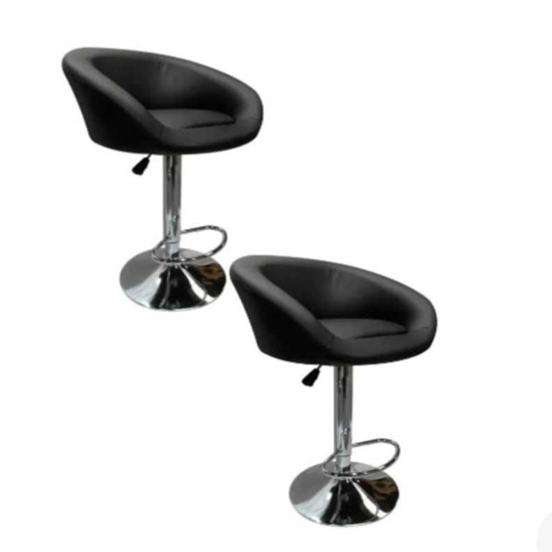 Pack Sillas Bar  Taburete Americana Ecocuero Negras -0