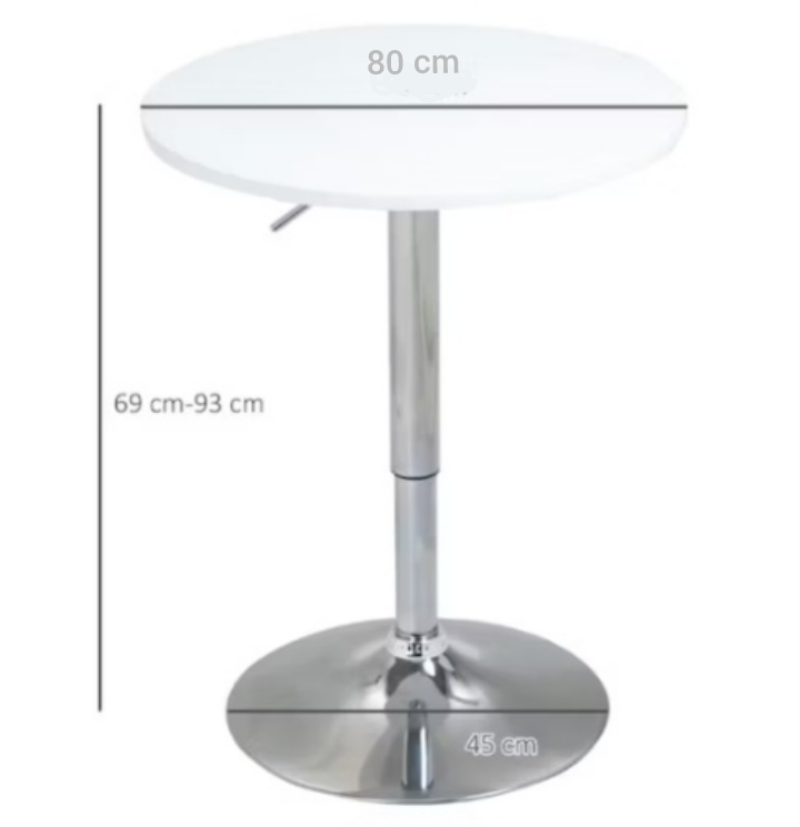 Mesa de Bar de Luxe Altura Regulable 80cm Diámetro Color Blanco-1
