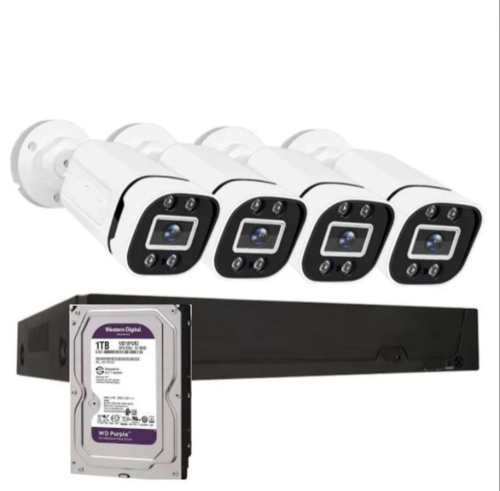 Kit Cctv Pro 4  Cámaras Seguridad Fhd Colorvu 2mp Micrófono  + Disco 1 Terabyte Audio-0