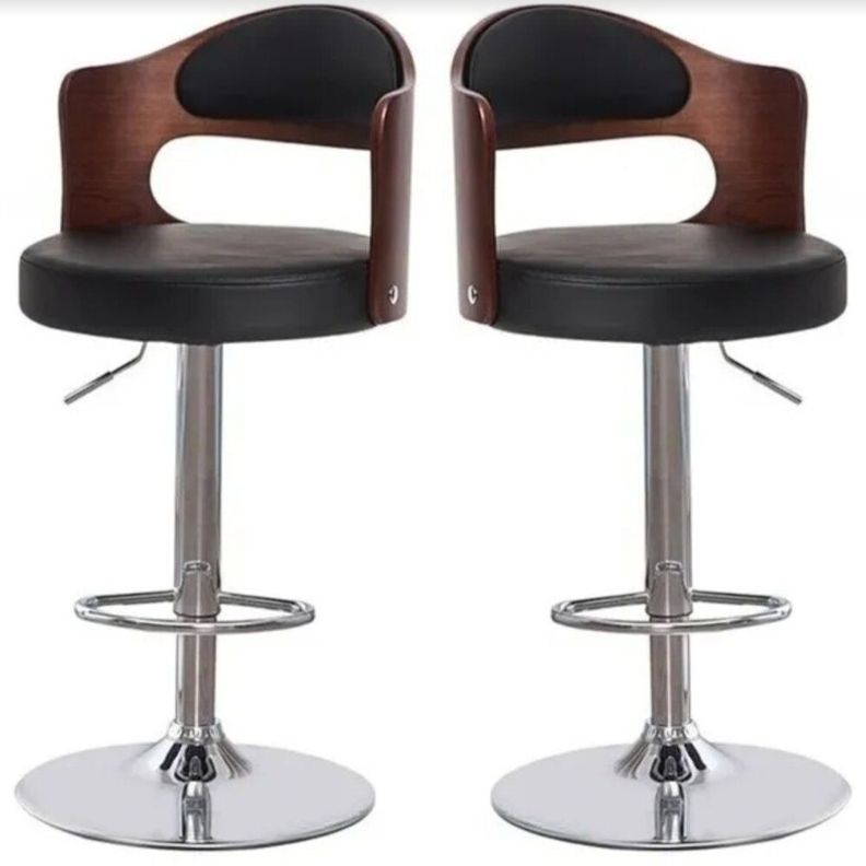 Pack 2 Sillas Bar Taburete Regulable Boscco Madera/Ecocuero -0