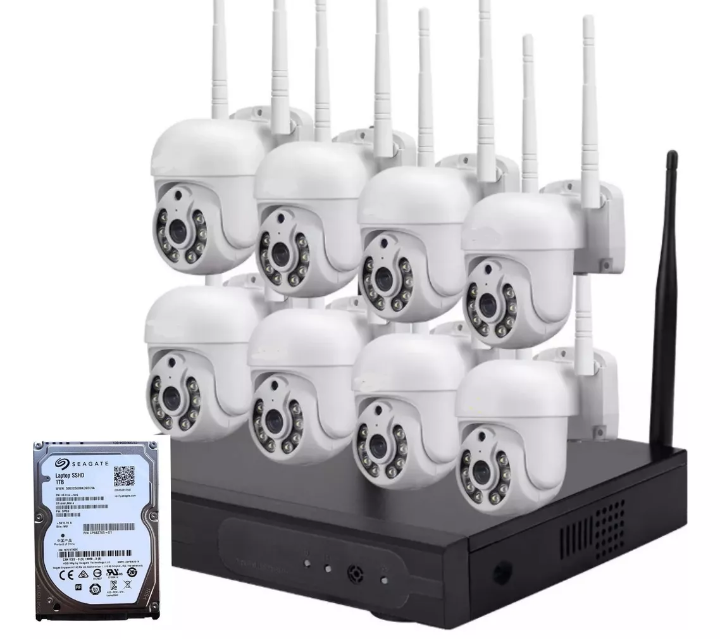 Kit Profesional 8 Cámaras 355° IP Audio bi/Colorvu con Disco Duro 1 Terabyte -0