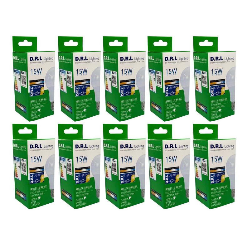 Pack 10 Ampolleta Led Drl 15w 1200lm Calida Blanco Sec Blanco Calido Amarillo