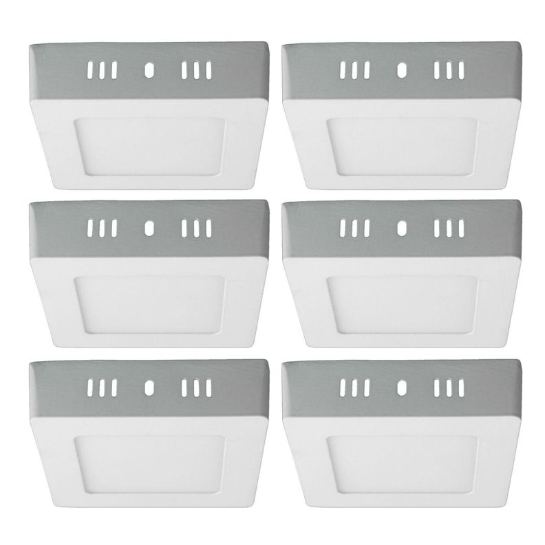 Pack 6 Panel Led Foco Plafon Sobrepuesto Cuadrado 6w Fria Blanco
