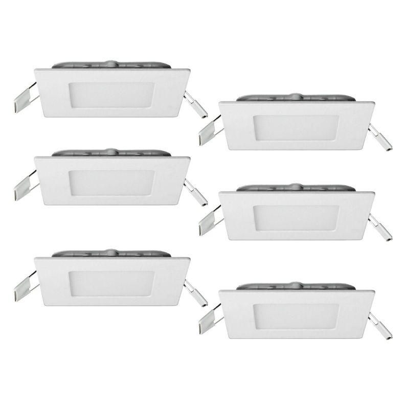 Pack 6 Panel Foco Plafon Empotrado Cuadrado 3w Led Calida Blanco