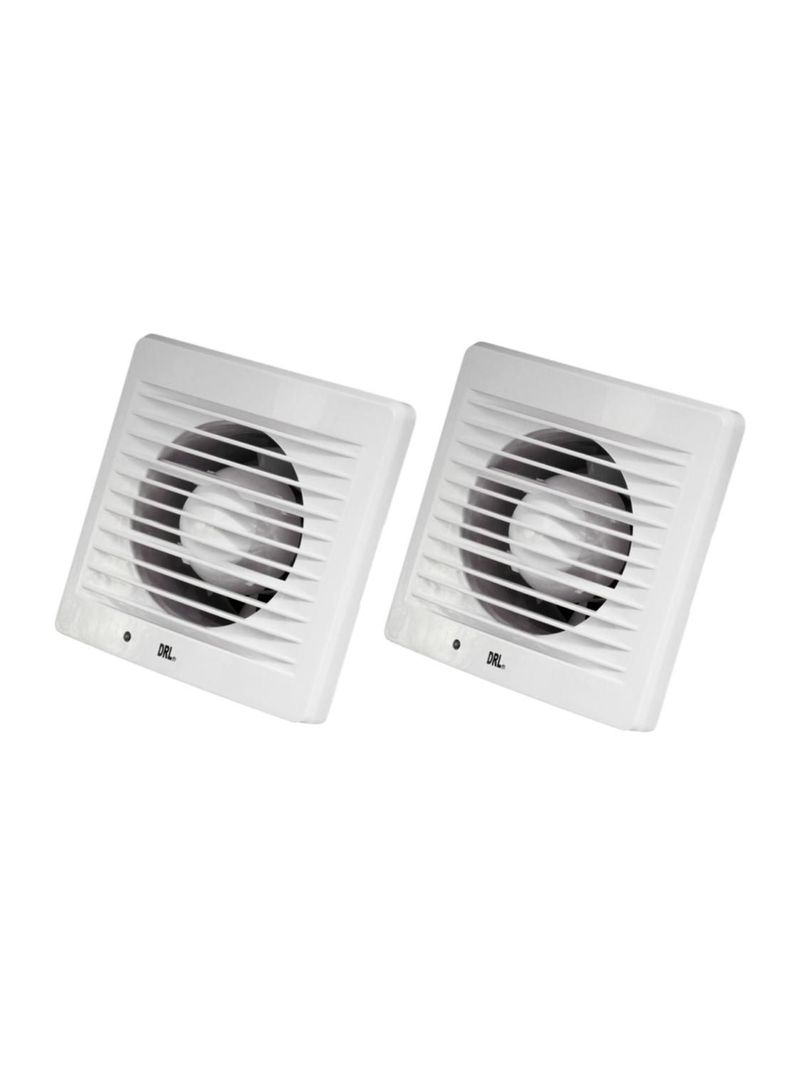 Pack 2 Extractor Aire 4 Pulgada Drl Cuadrado Bano Cocina Sec Blanco