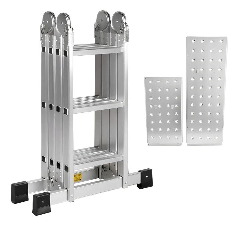 Escalera Multiproposito Alum 12 Peldanos 3,5m + 2 Plataforma Gris