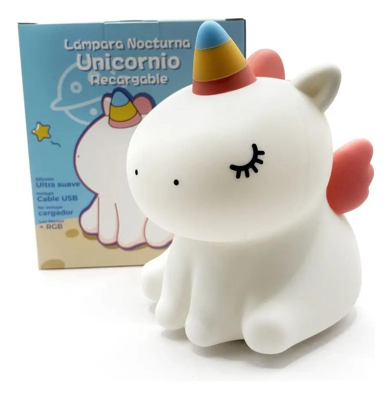 Lámpara Led Recargable Espanta Cuco Para Bebé Niños Rgb Usb Unicornio…