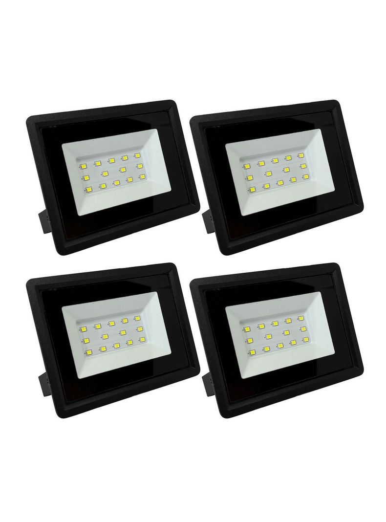 Pack 4 Proyector Led Reflector 20w Ip65 Ik08 Luz Blanca Sec Negro Blanco Frío