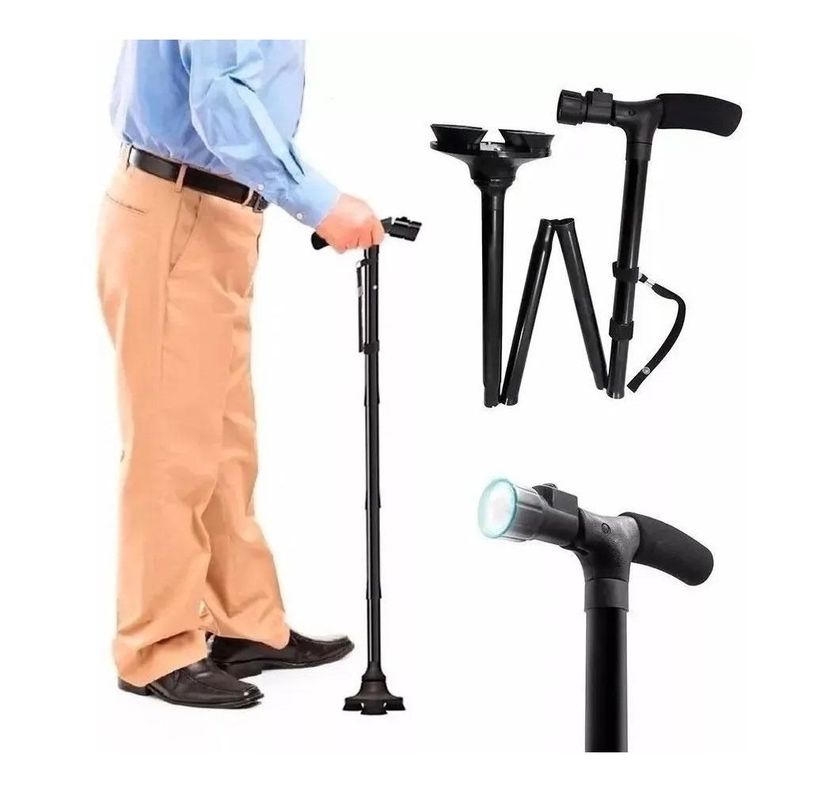 Baston Ortopedico Plegable De Aluminio Con Luz Ajustable-0