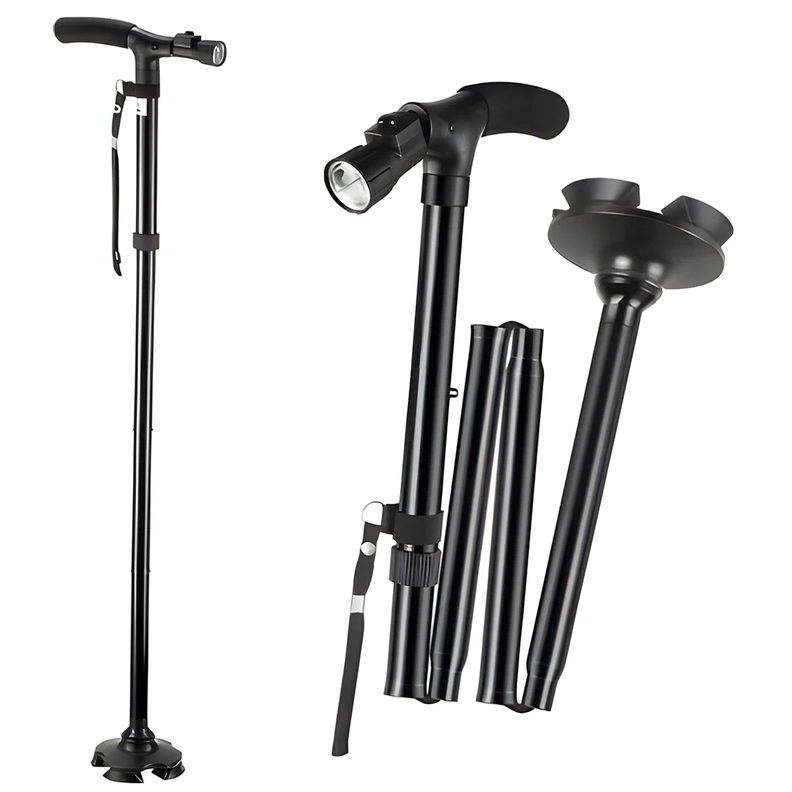 Baston Ortopedico Plegable De Aluminio Con Luz Ajustable-1
