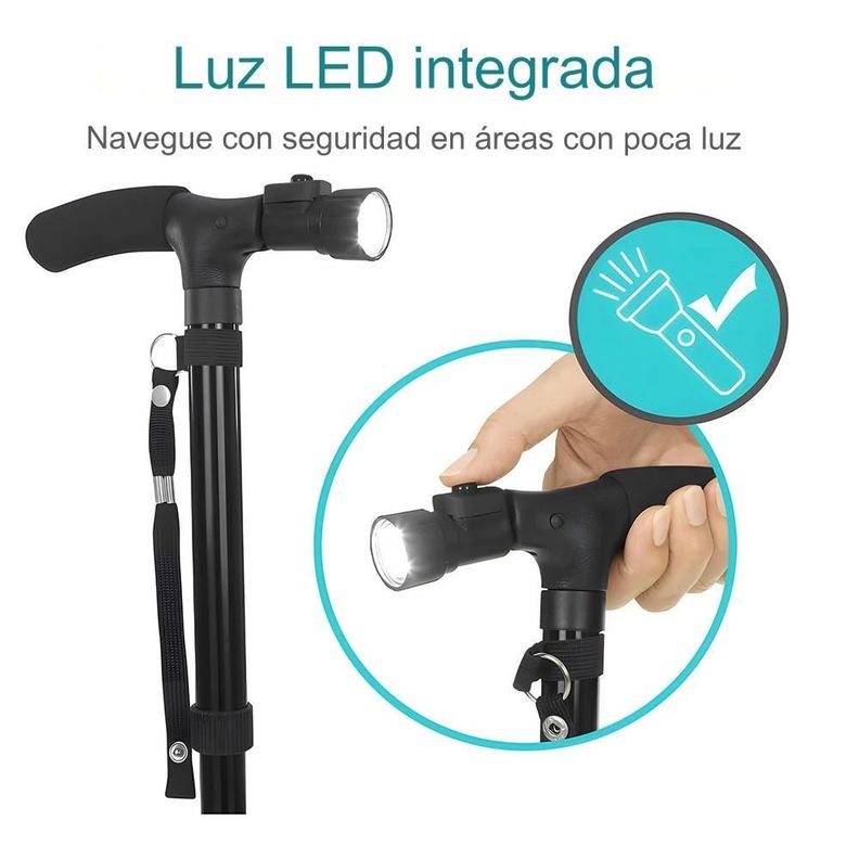 Baston Ortopedico Plegable De Aluminio Con Luz Ajustable-2