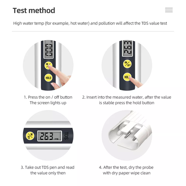 Medidor digital de PH Pureza del agua TDS Meter-5